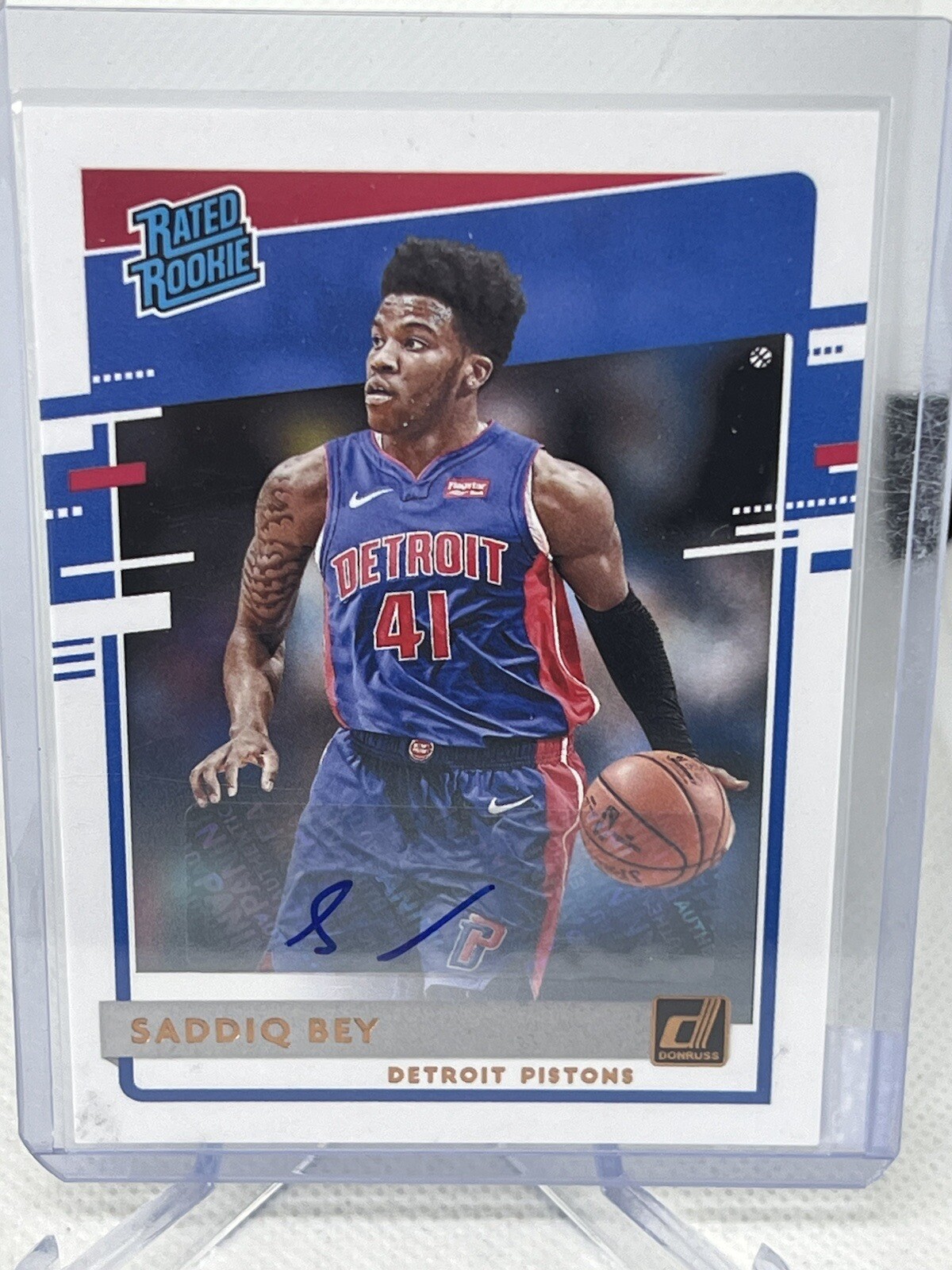 2020-21 Donruss Saddiq Bey Rated Rookie RC Auto Autograph #210 Pistons