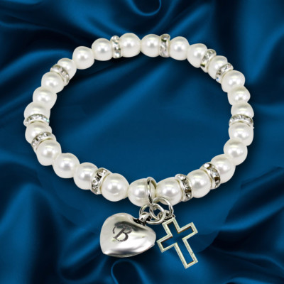 First Communion Bracelet Pearl Baby Bracelet Infant Pearl Bracelet  
