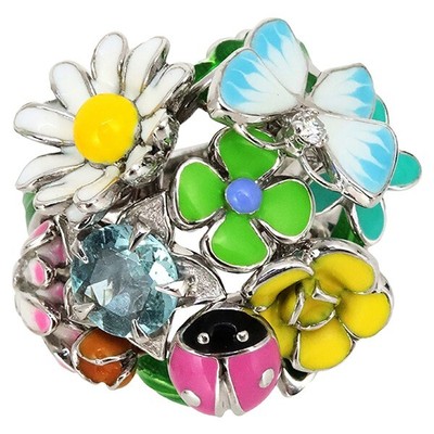 Christian Dior Diorette Medium Aquamarine Diamond Lacquer Ring 18k