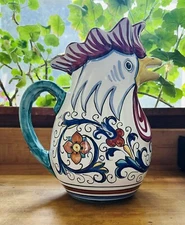 Grazia Deruta Italy Rooster 10 1/2" Pitcher Made for Neiman Marcus Never Used