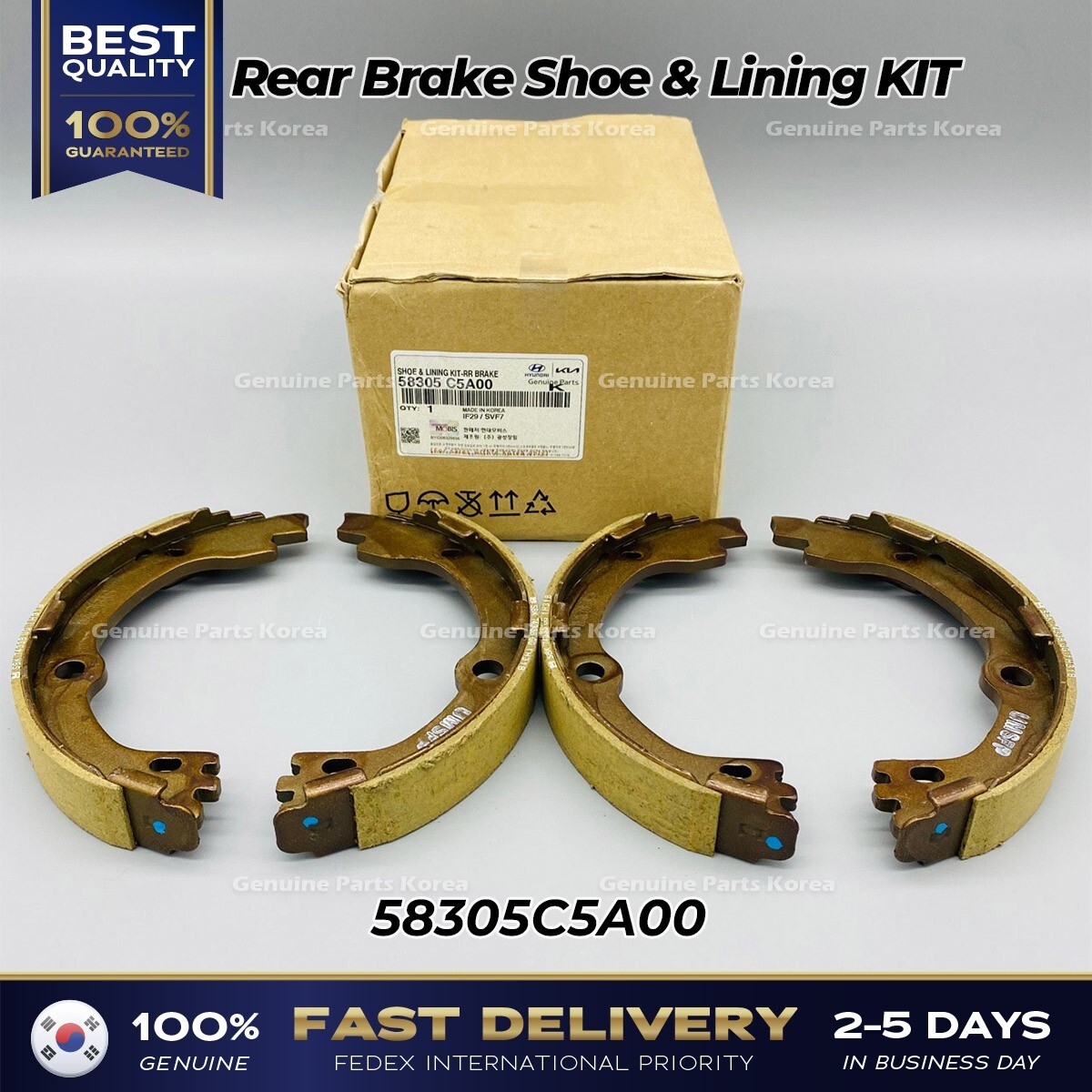 ⭐Genuine⭐ Rear Brake Shoe & Lining KIT 58305C5A00 for Kia