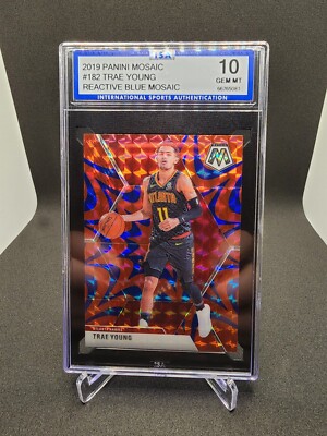 2019 Panini Mosaic 182 Trae Young Reactive Blue ISA 10 (Comparable to PSA 10)