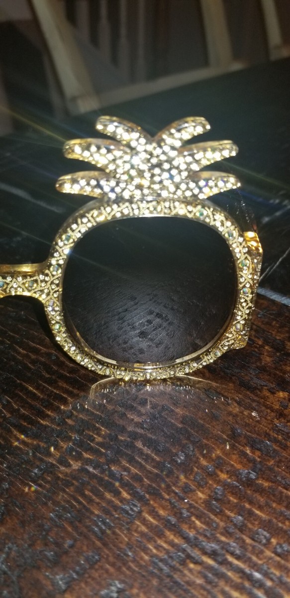 RARE SUMMER GUCCI HOLLYWOOD FOREVER OVERSIZED GOLD CRYSTAL PINEAPPLE  SUNGLASSES