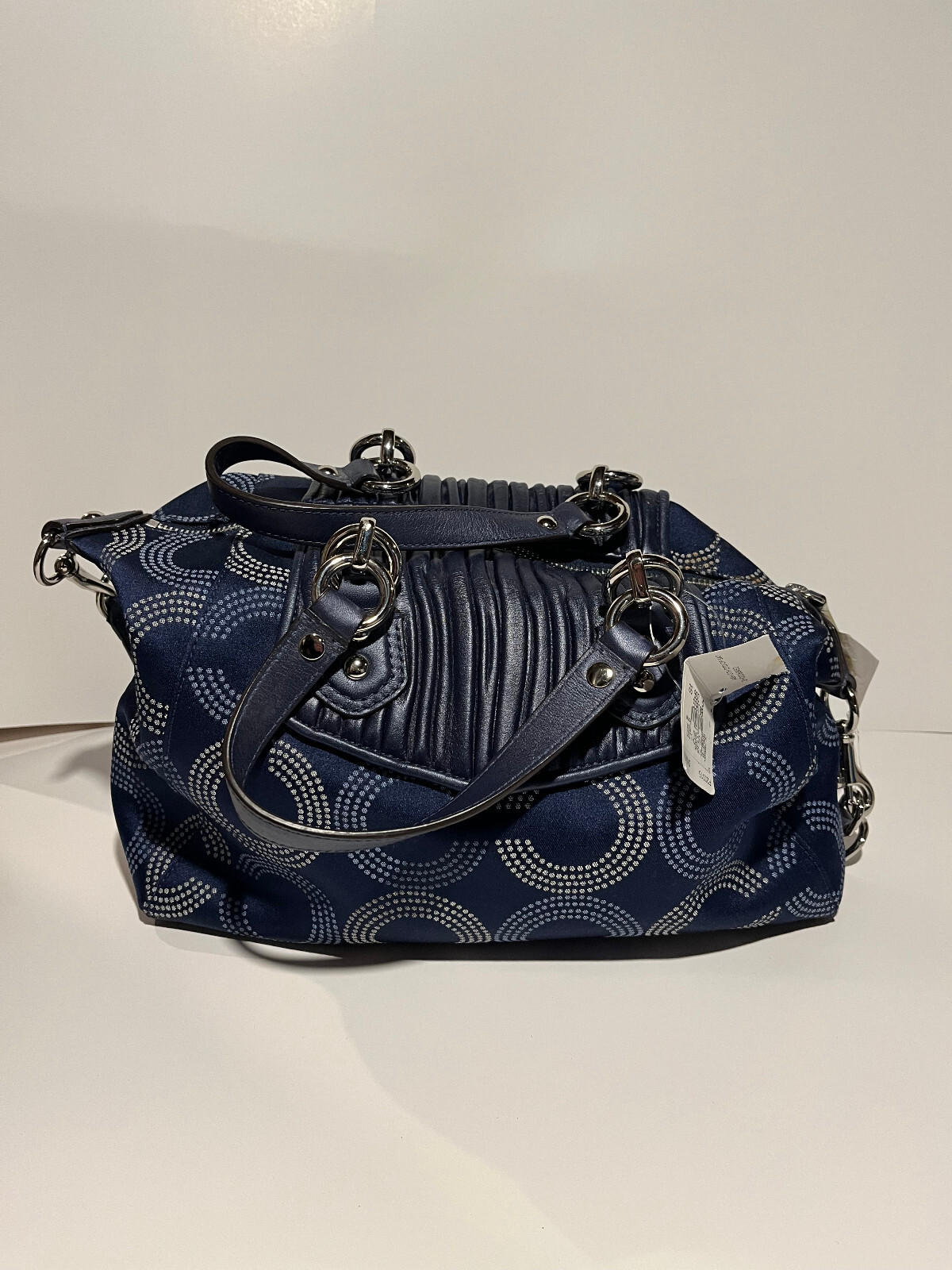 Coach Dark Blue Ashley Op Art Dotted Handbag F20015 SNVNV Stained