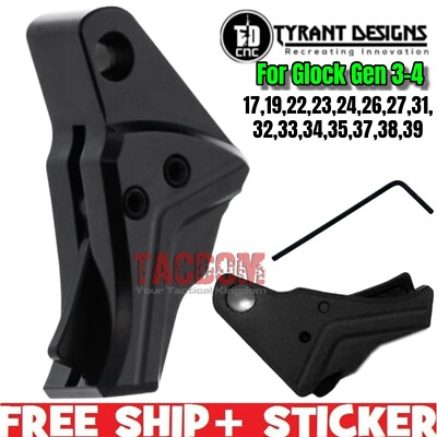 Tyrant Designs I.T.T.S STEALTH BLACK Trigger for Glok GEN 3-4 17 19 22 23 26 27