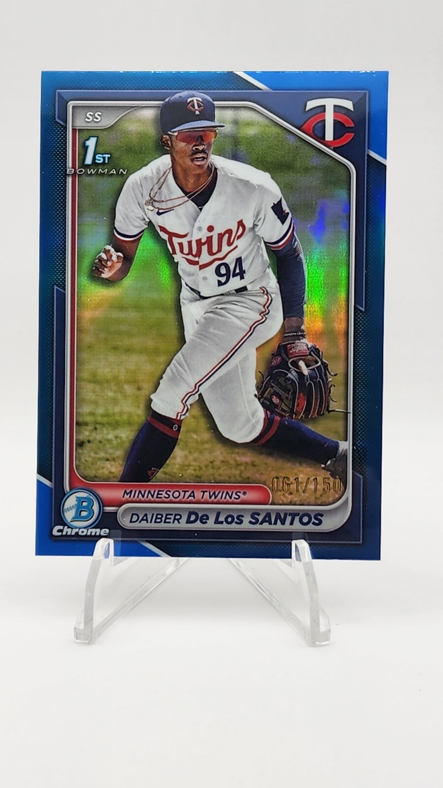 2024 Bowman Chrome 1st Daiber  De Los Santos RC Blue Refractor /150 TWINS
