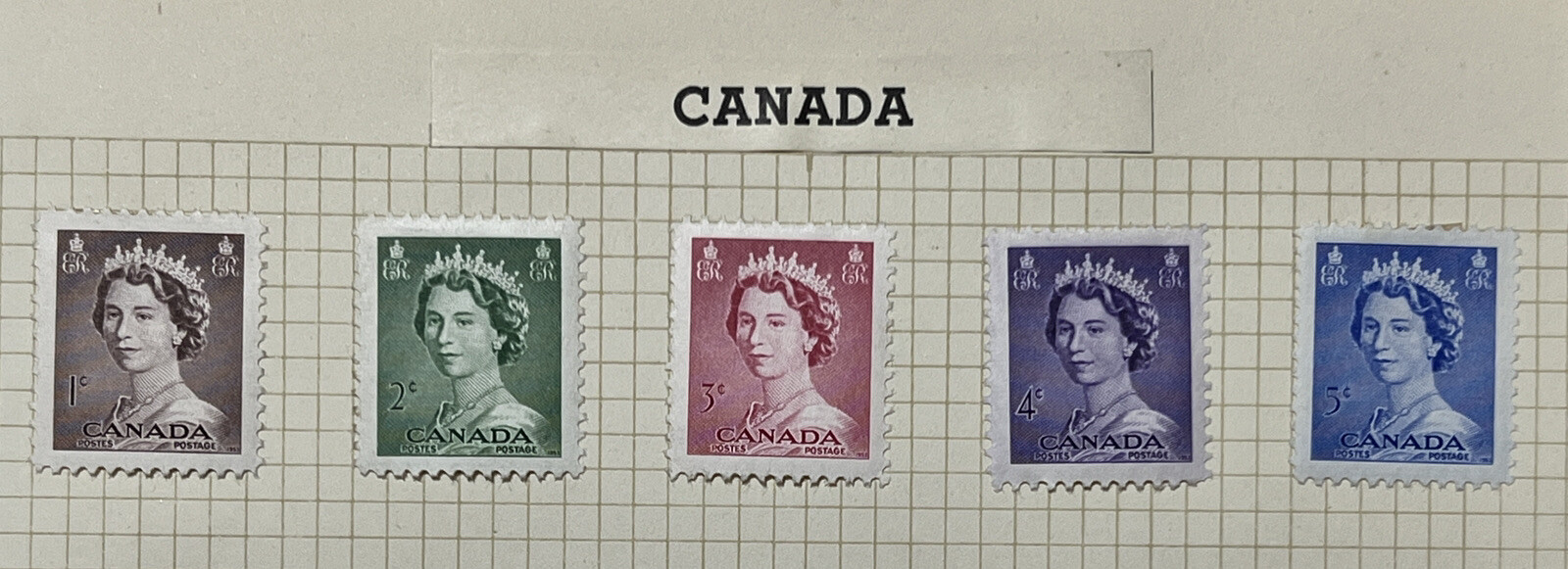 1953 CANADA MINT MH OG STAMPS #325-329 KARSH PORTRAIT QUEEN ELIZABETH II
