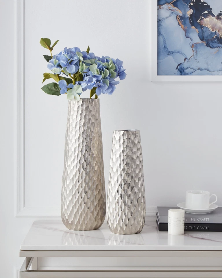 Metallvase gehämmert Deko Vase silber Dekovase Wohnzimmer Stehvase 405 cm - Bild 3 von 4