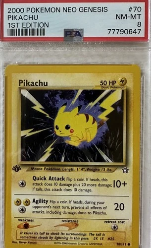 2000 POKEMON NEO GENESIS 1ST EDITION #70 PIKACHU PSA 8