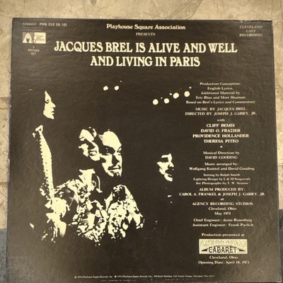 Jacques Brel Is Alive & Well Living In Paris 12'' Vinyl LP 33RPM Stereo 1974