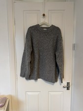 Womens H&M Grey Oversized Cable Knit Jumper Size UK Medium