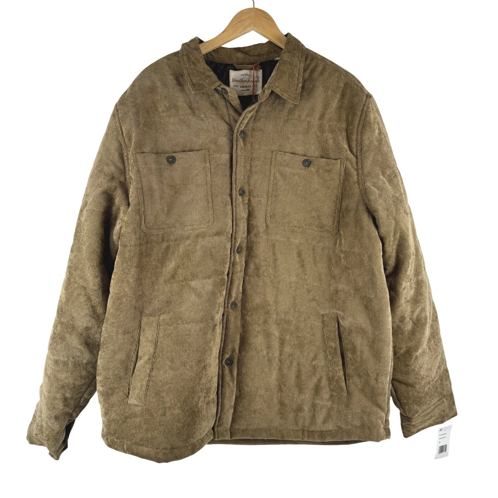 Weatherproof Vintage Mens Corduroy Quilted Jacket Kangaroo Brown XXL F2470586ME