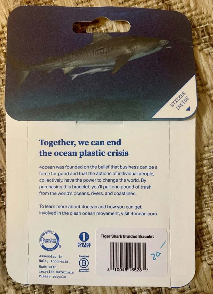 Pulsera Trenzada Tiburón Tigres Edición Limitada 4Ocean Foto 2 de 2