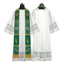 Catholic Priest Stole with Embroidered Emmer & IHS Motif – Liturgical Vestment