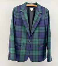 J. Crew Factory Green Tartan Plaid Blazer Jacket Women's Size 6 Academia Preppy