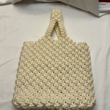 Handmade Vintage Crochet Knit Handmade Bag Purse Ivory Knotted Vintage Unique