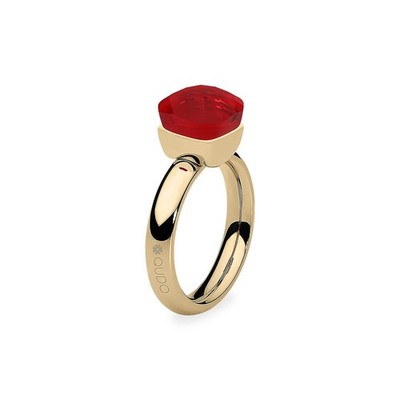 Qudo Ring ~Firenze Ring ~Solitaire Crystal RED ~Gold Tone ~Size 7.5 New in Box