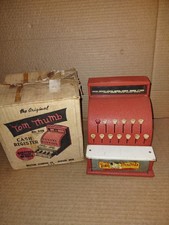 Antique Tin Tom Thumb Cash Register Toy VG With Original Box
