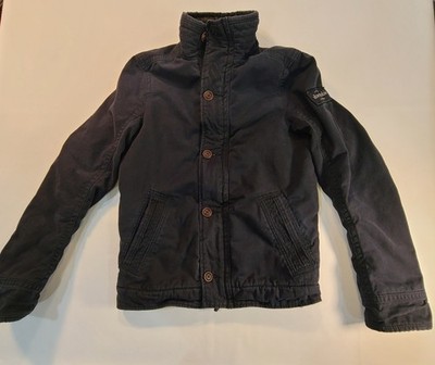 Abercrombie Adirondack Boys XL Navy Cotton Canvas Jacket Lined Pockets Button