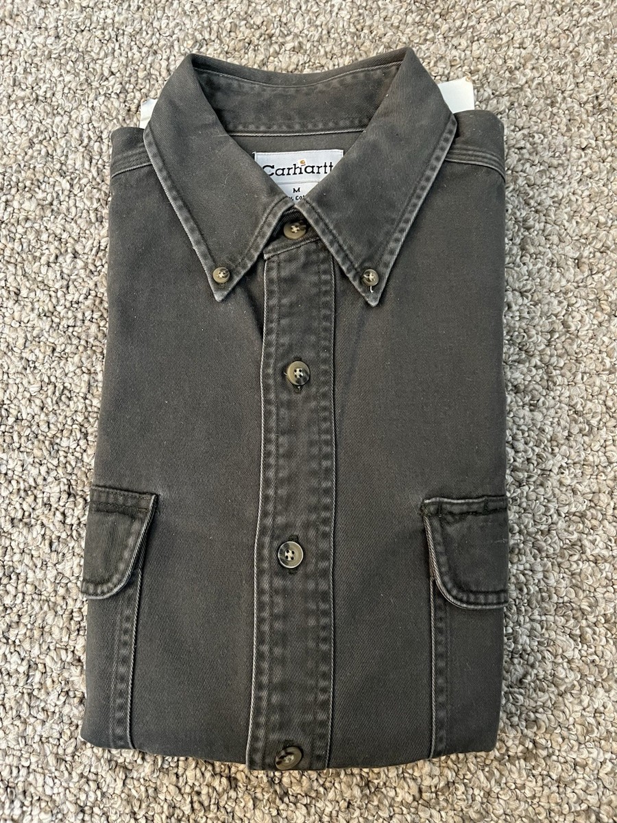 Vintage Carhartt S09MOS Oakman Work Shirt Navy Blue Medium Canvas