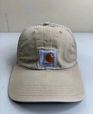 Carhartt Hat Snap-back Baseball Cap Tan Mesh Back Canvas Center Logo Workwear