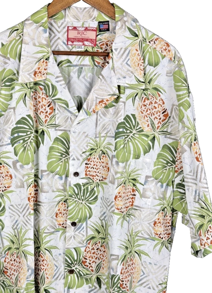 Tommy Hilfiger Mens XXL Hawaiian Camp Shirt Surfboards Tropical Floral Orange