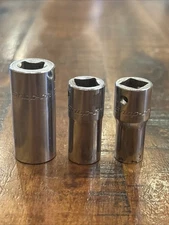 Snap-on Tools 3/8” Drive Sockets 3pc 9/16”, 7/16”, 3/8” All 12pt USA SAE VGC