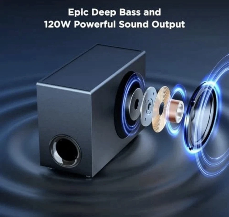 Soundbar mit Subwoofer, 120W Bluetooth 5.0 TV Soundbar Heimkinosystem... - Bild 4 von 4