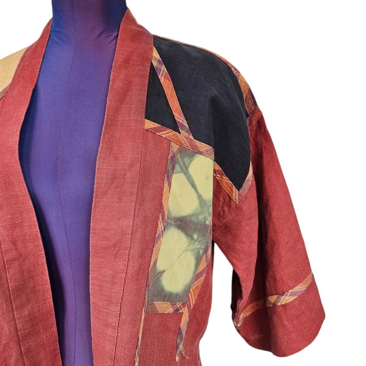 Rochester Folk Art Guild Rust Patchwork Kimono Ja… - image 2