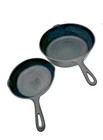 Wagner Ware x2 #8 Chicken Fryer Sidney 0 10" Across 3" Deep #5 Cast Iron Skillet