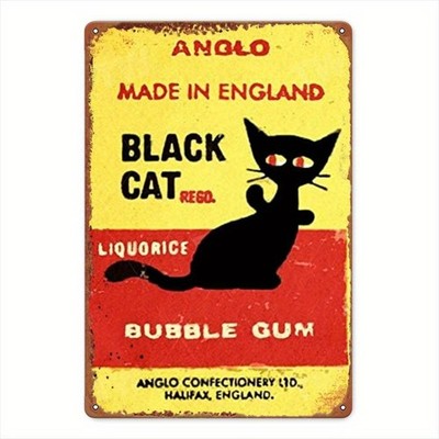 Vintage Black Cat Tin Metal Signs 8''x12'' - Ideal for Christmas Decor, Home, Cafe