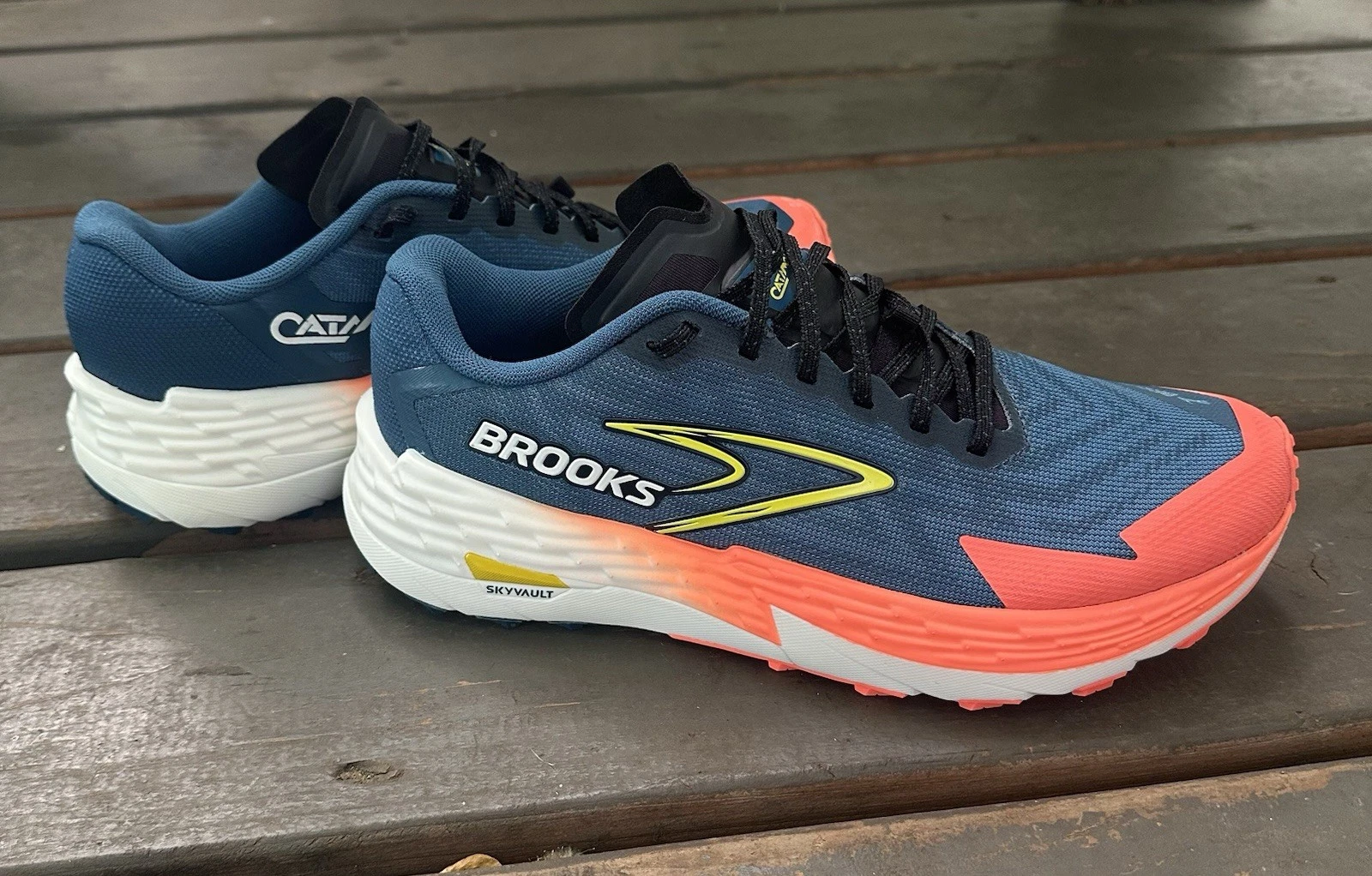 Brooks Catamount 4 Men's Trail Running Low Top Lace-Up Sneakers Blue Orange