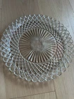 Vintage Anchor Hocking 14” Clear Glass Platter-Waterford/Waffle/Diamond Pattern