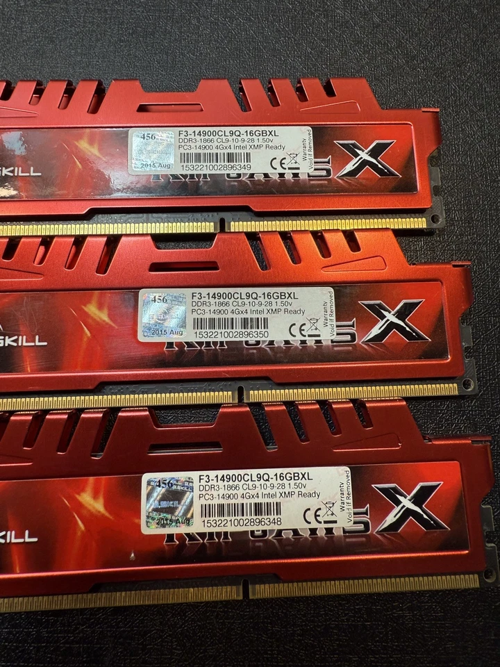 16GB (4x4GB) G.SKILL RIP JAWS  V F3-14900L9Q  DDR3-1866 4Gx4 Desktop Memory - Image 3 of 4