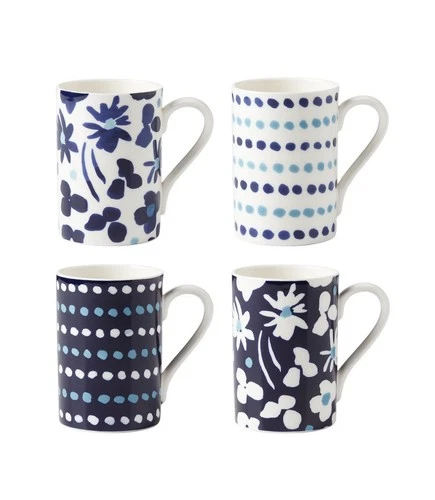 Kate Spade New York Floral Way Mugs, Set Of 4 Assorted New In Box
