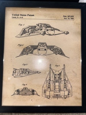 Vintage STAR WARS Patent Art Prints - LOT OF 4 8x10 '' - with FRAMES