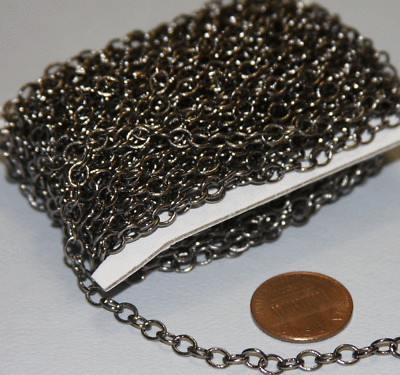 32ft spool of Gunmetal Plated Round Cable Chain 4x5mm