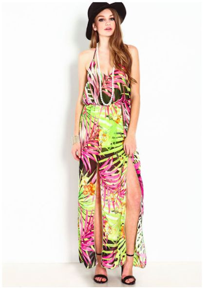 tropical chiffon maxi dress Ethereal Bohemian Ruffle Neck Chiffon Maxi Dress for Tropical Getaways & Boho Beach Vacations brown S-M