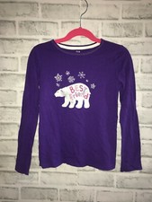 NWT GAP KIDS GIRLS XS 4-5 4 5 POLAR BEAR PURPLE TEE T TOP BEST LONG SLEEVES