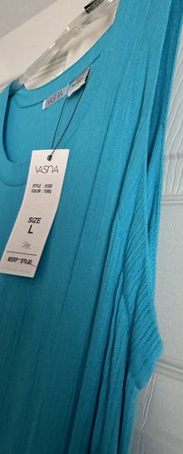 By Vasna Maxi Island Blue Linen Women’s Dress Sz L - Picture 3 of 10