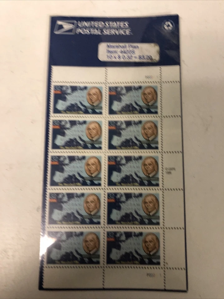 Vintage 1998 USPS Postage Stamp #4422S 10 x 32 cent The Marshall Plan Sealed - Image 2 of 4
