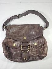 Marc Jacobs Brown Leather Bag Purse All Over Letters Print M362035