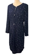 Vtg Marks & Spencer Layered Faux Chiffon Jacket Dress Navy Sparkle UK 12 Lined