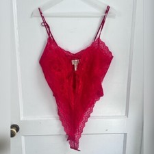 Vintage Victoria's Secret Red Lace Teddy Lingerie GOLD LABEL Size M