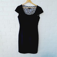 Tahari Black Cap Sleeves Sheath Dress Career Wear Stretch Contemporary 6