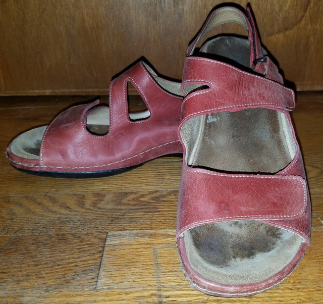 Wolky Red Leather Comfort Sandals Women's Size 40 | eBay