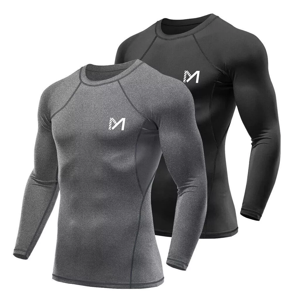 2x Men Compression Tops Shirt Base Layer Activewear Sports Under Skin Tight Top