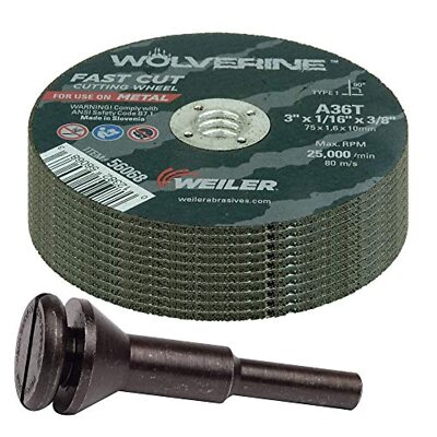 Weiler 3 Inch Wolverine Die Grinder Cut Off Wheel And Mandrel Set 11 Pieces