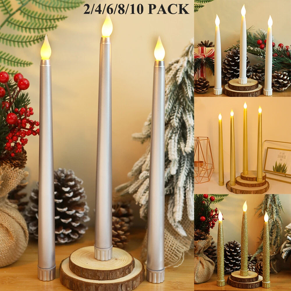 LED Flameless Taper Candles Battery Flickering Xmas Christmas Table Long Candles