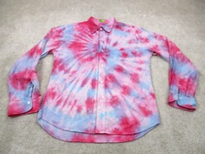 Buck Mason Shirt Mens Large L Pink Blue Tie Dye Long Sleeve Casual Button Up